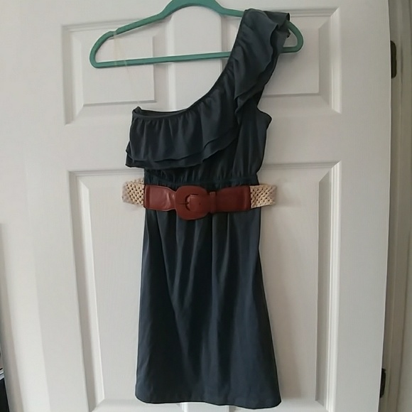One shoulder sundress with belt - Picture 1 of 4
